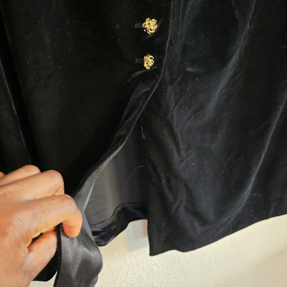 VTG R&M Richards By Karen Kwong Tunic Jacket 14W Black Velvet Padded Y2k - Picture 5 of 12